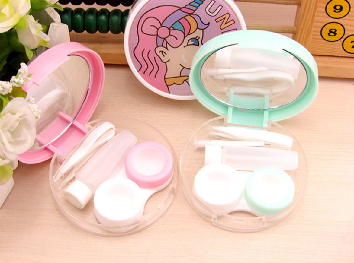 Cute Girl Multicolor Colored Contact Lens Case - Image 4