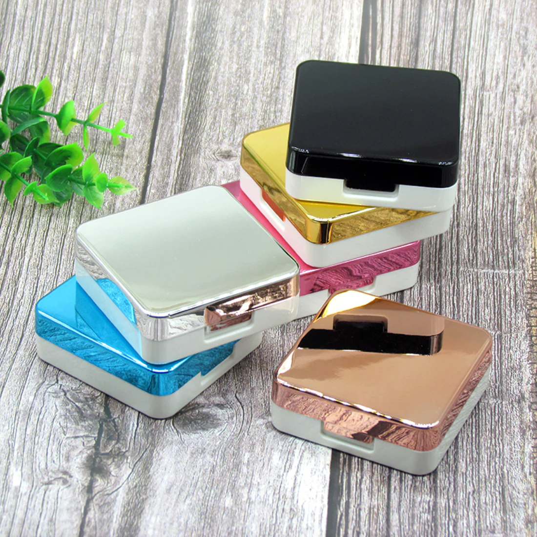 Electroplated Square Multicolor Colored Contact Lens Case - Image 4