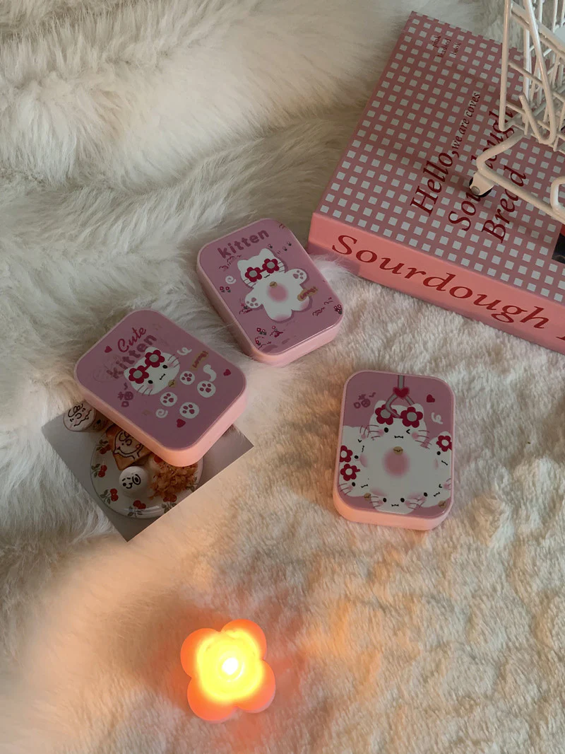 Ins Cute Pink Cat Colored Contact Lens Case - Image 4