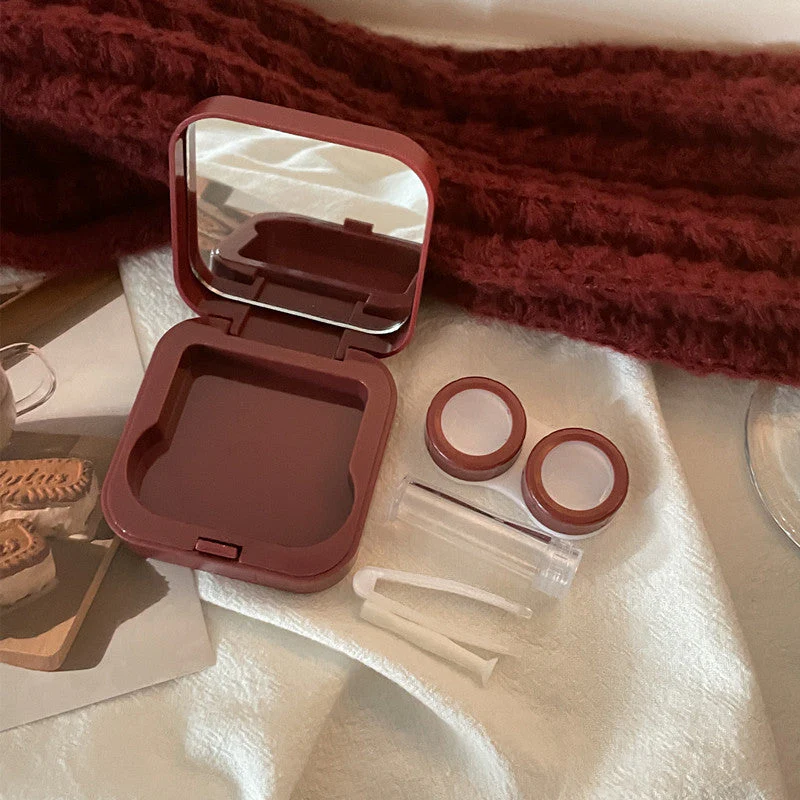 INS Niche Design Wine Red Colored Contact Lenses Case - Image 5