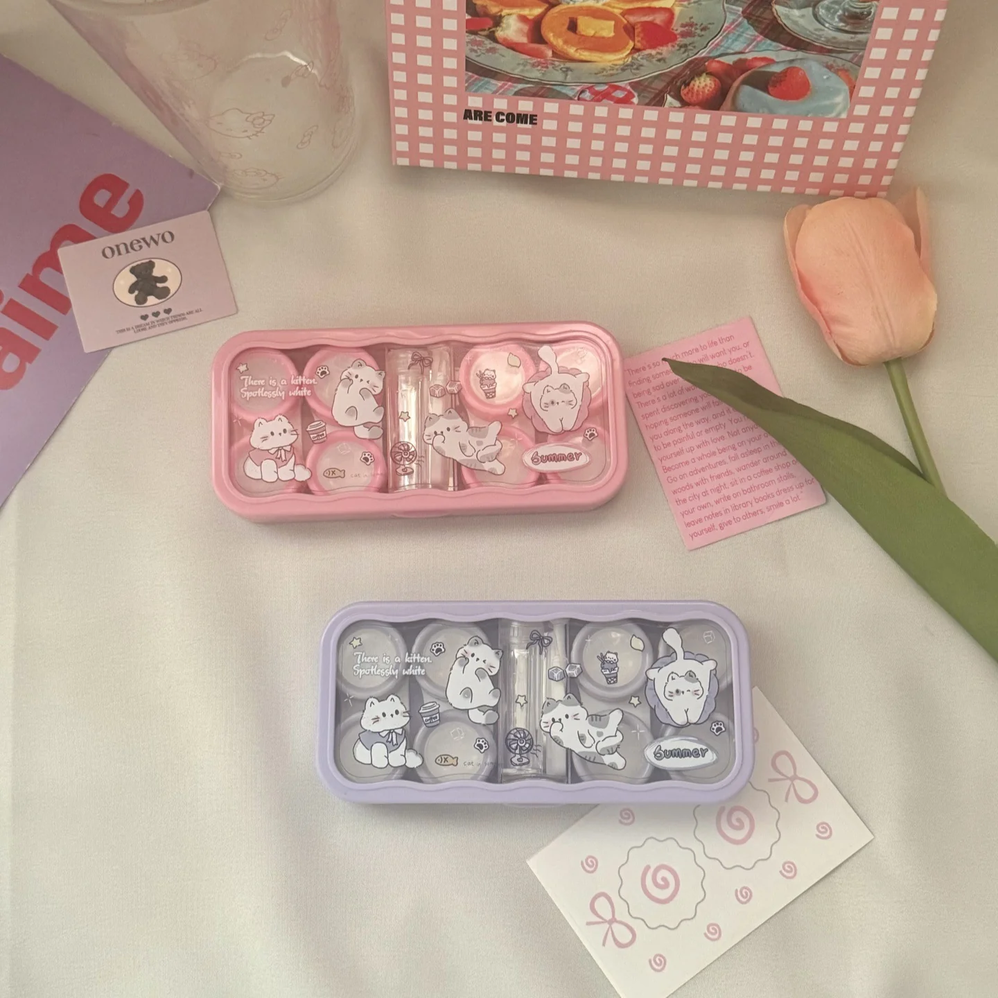 Summer With Cats Colored Contact Lens Case - Image 4